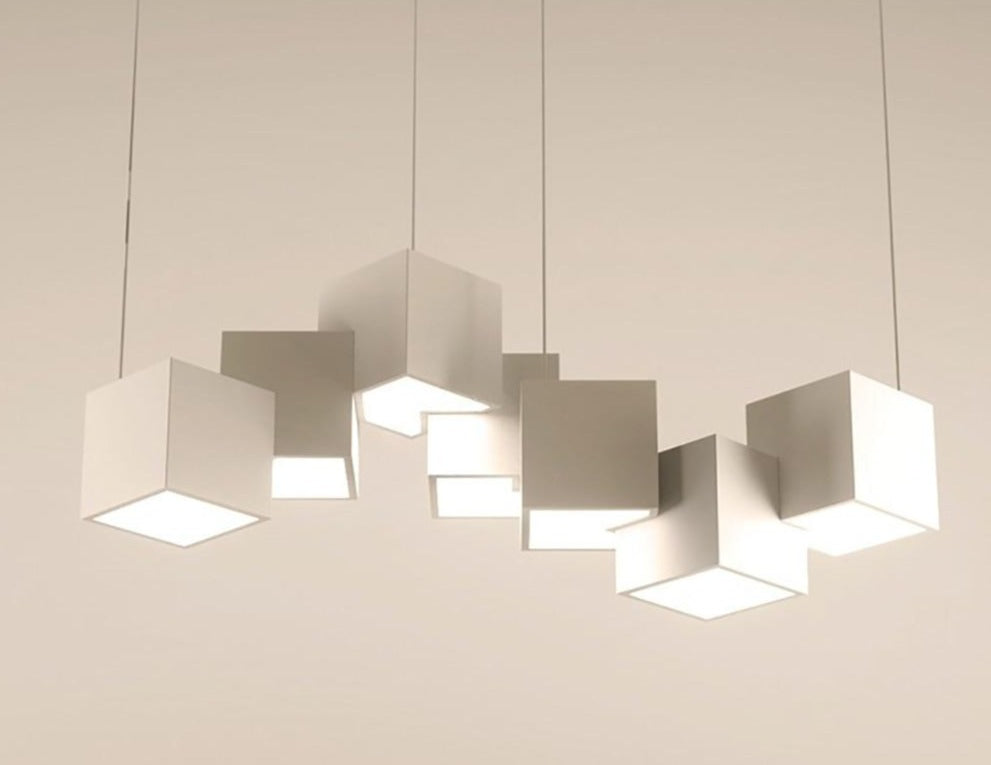 Lustre LED cubique moderne
