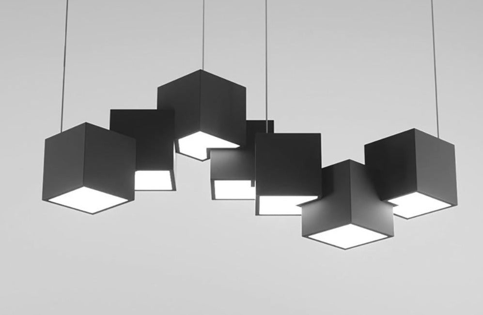 Lustre LED cubique moderne