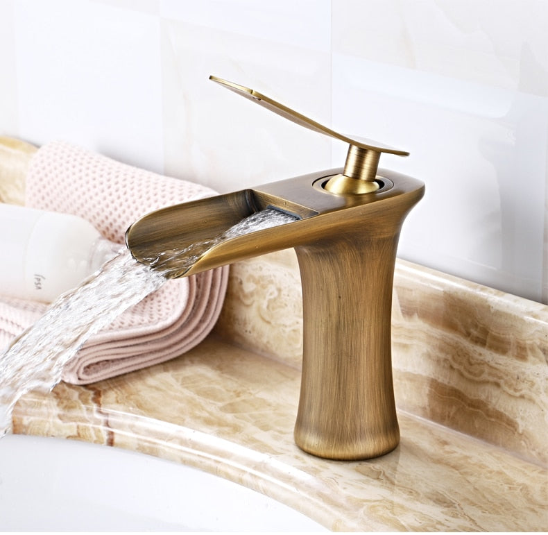 Modern Waterfall style single handle bathroom faucet
