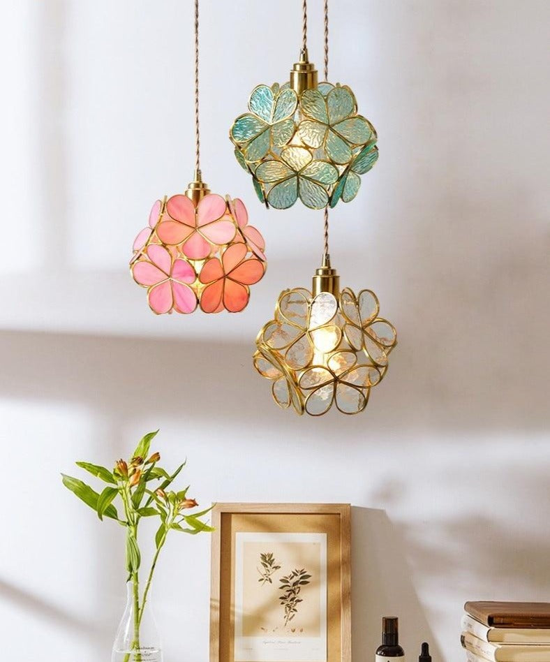 Suspension fleur en verre