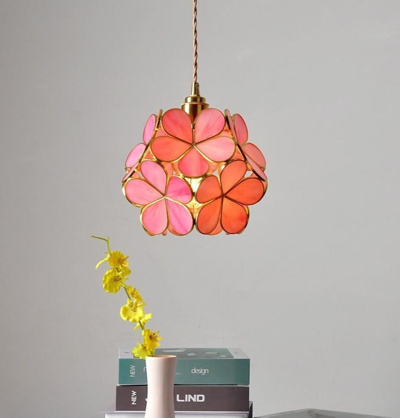 Suspension fleur en verre