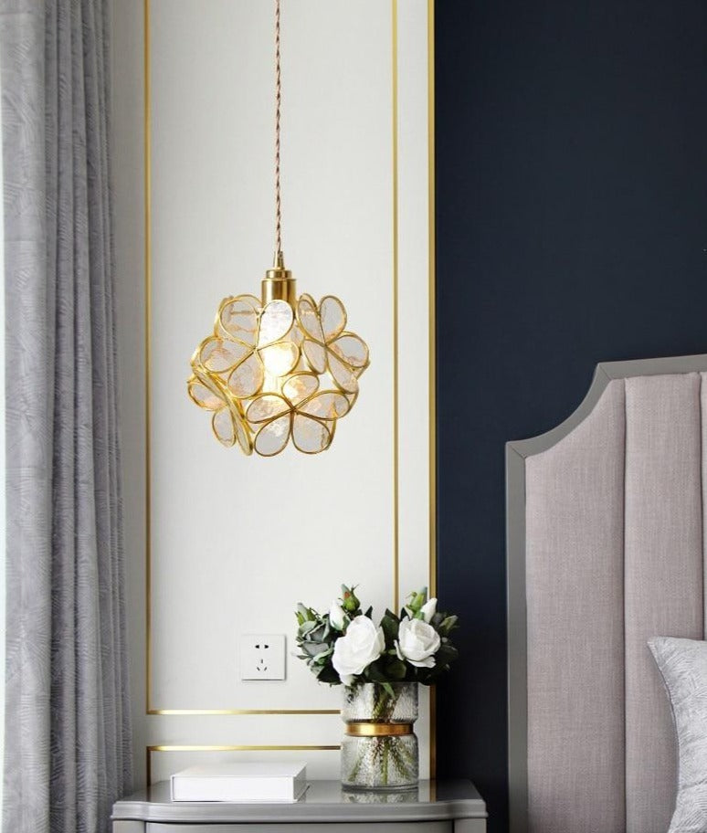Suspension fleur en verre