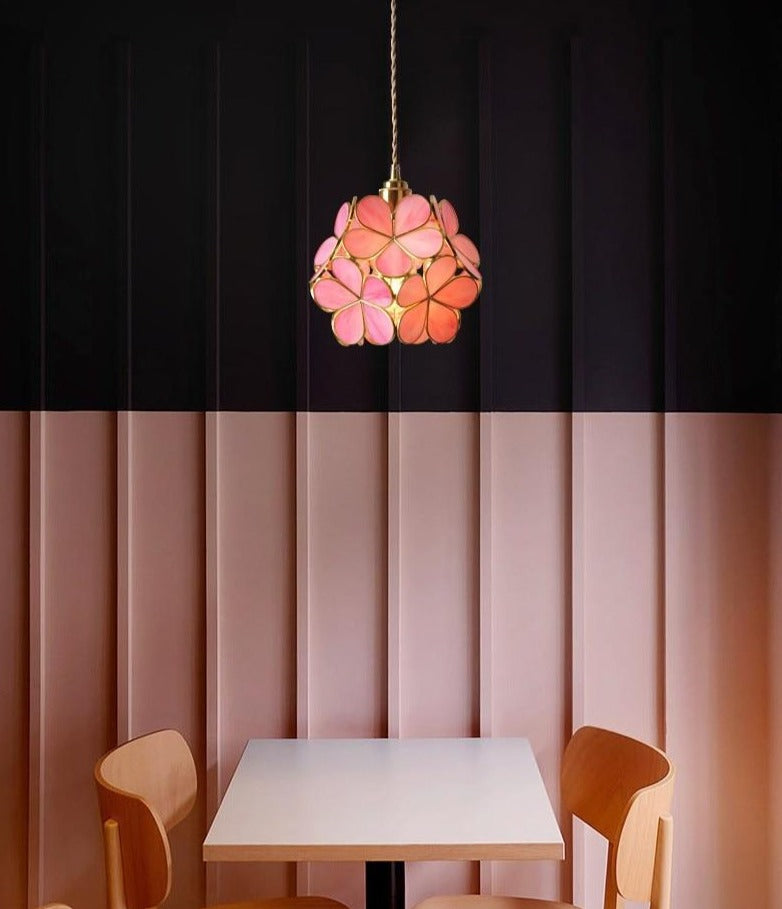 Suspension fleur en verre