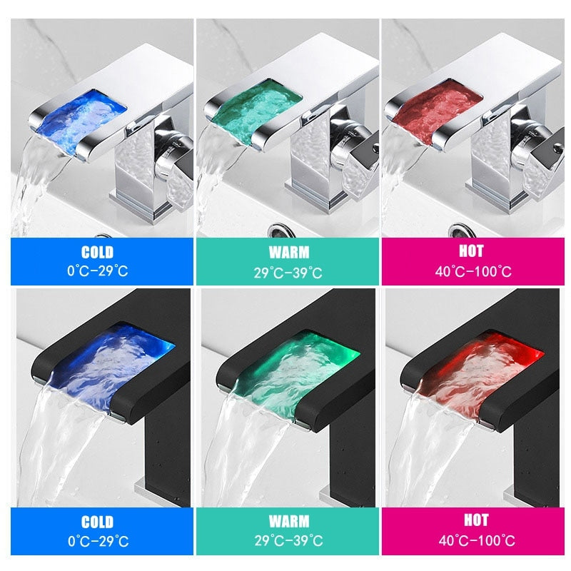 Robinet de salle de bain original à LED changeant de couleur