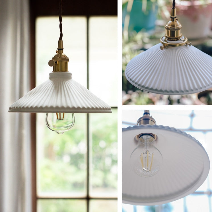 Vintage Porcelain White Pendant Light