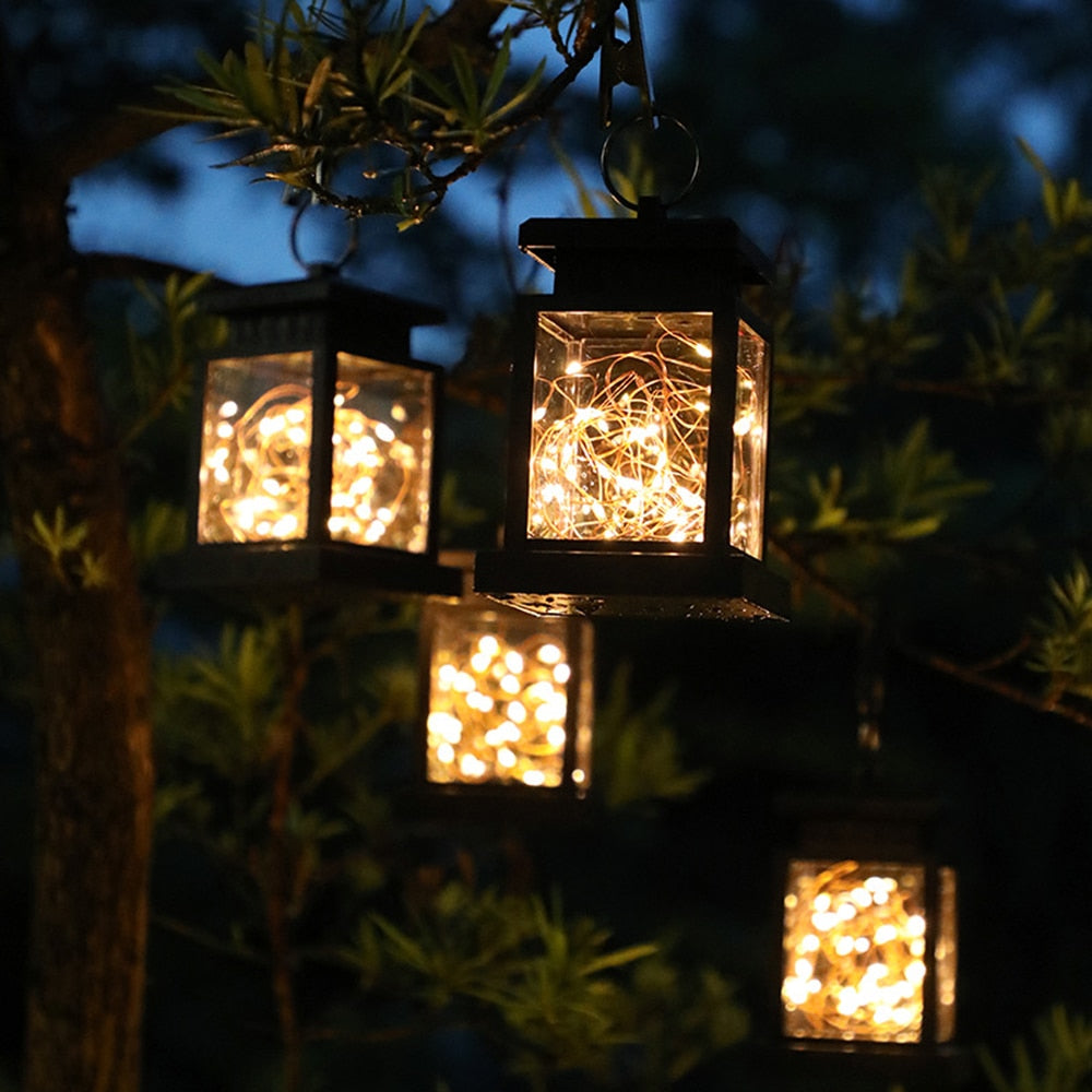 Outdoor solar powered string lantern