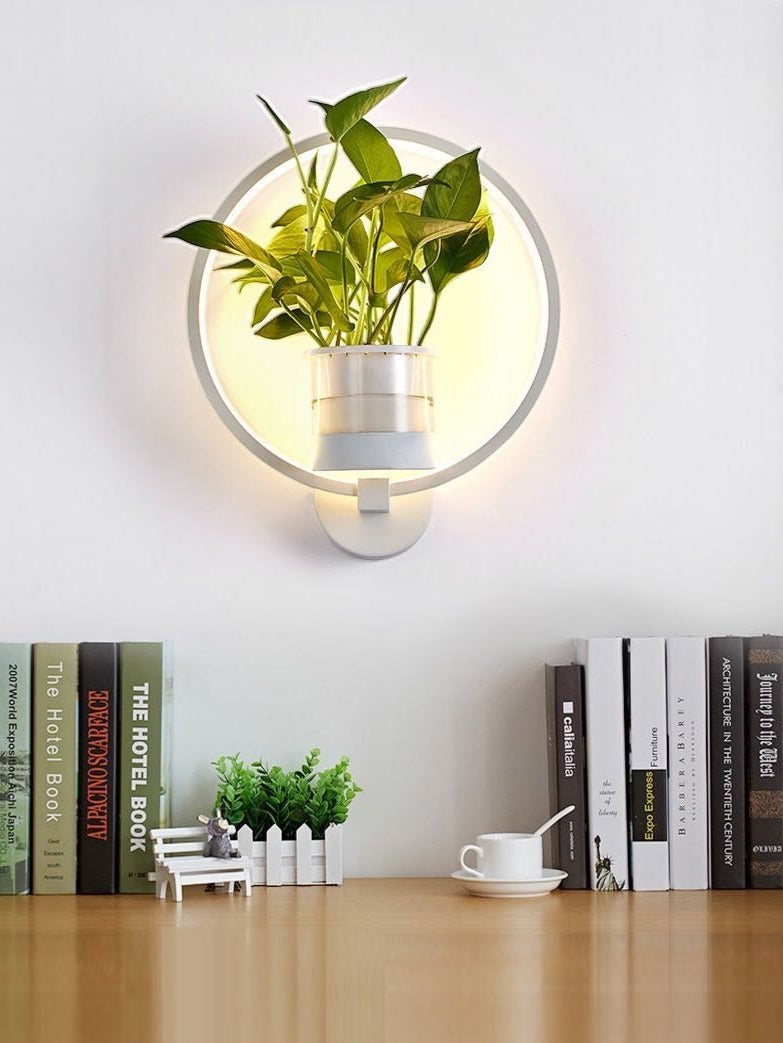 planter lamp wall sconces with led ring
