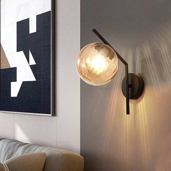 Faulkner - Aplique de pared moderno con globo de cristal