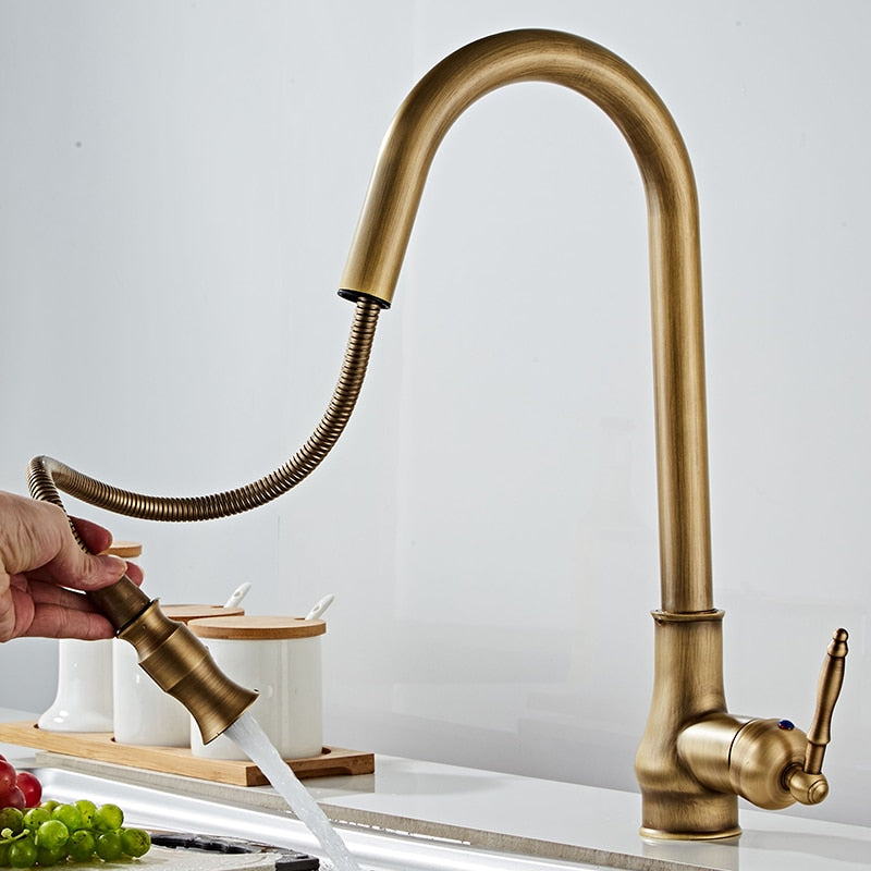 Antique Bronze Retractable Touch Control Kitchen Faucet