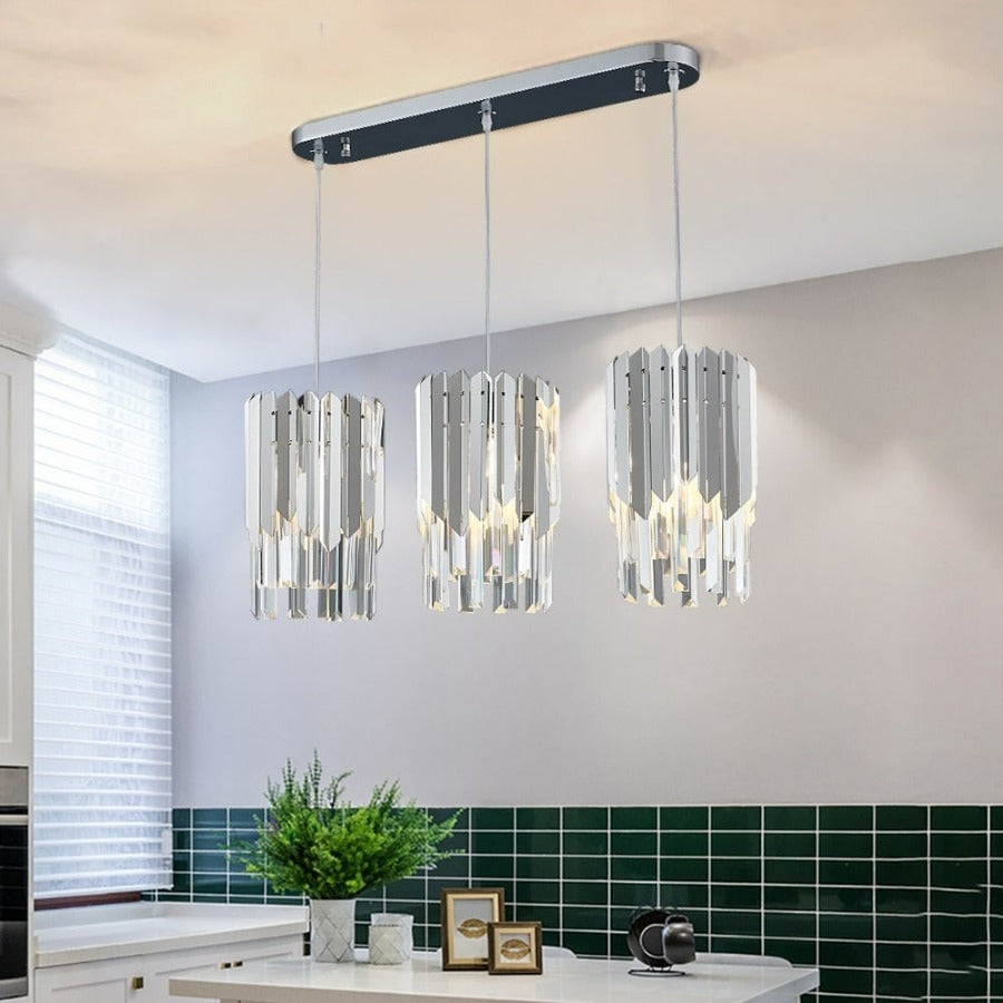 Chrome Modern Glass Crystal Chandelier for Luxury Dining