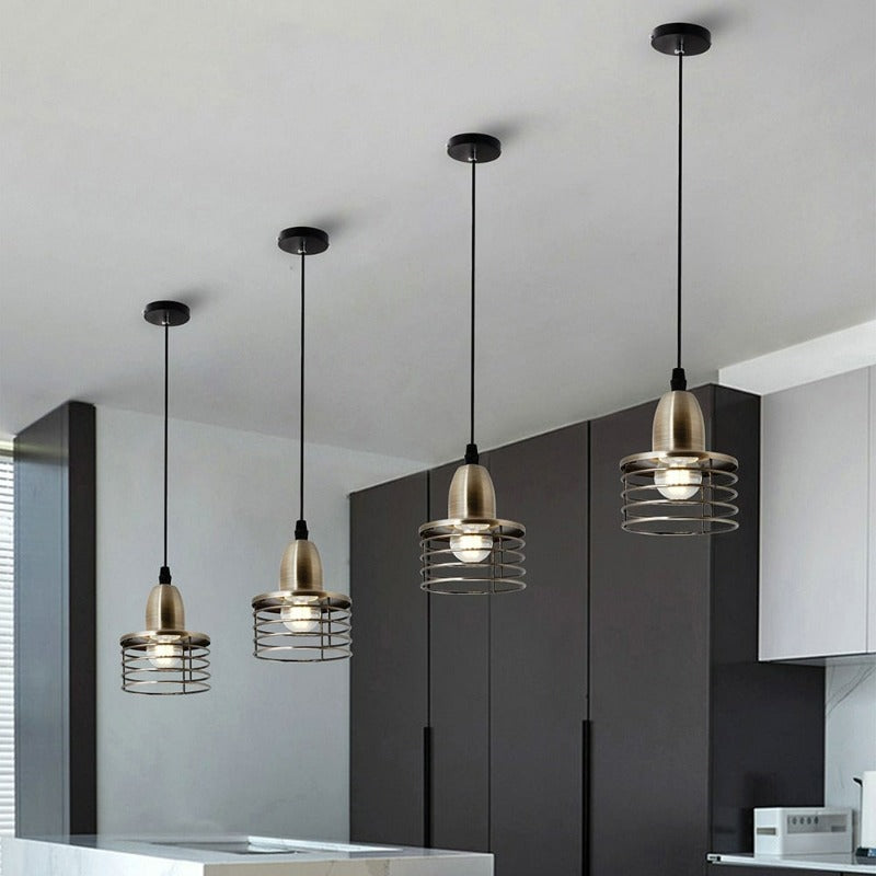 Kitchen Island or Bar Lighting. Retro Brushed Nickel Hanging Pendant Lighting