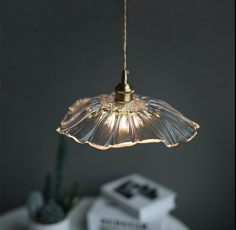 Lámparas colgantes de cristal japonés con diseño floral de color lila