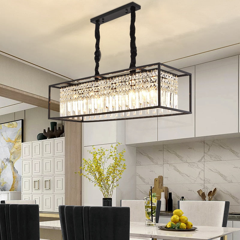 Modern Glass Crystal Chandelier in black