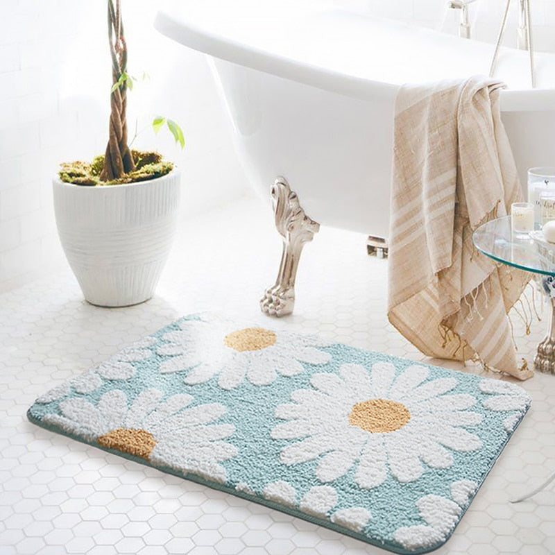Tapis de bain à fleurs original