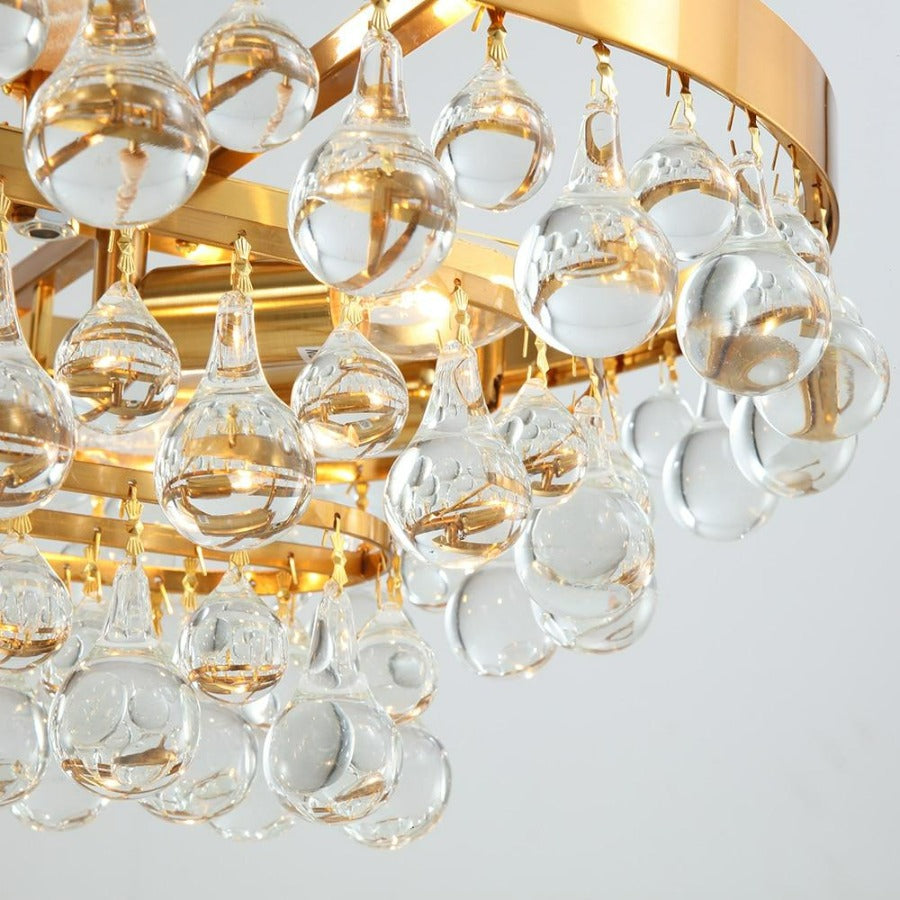 Lámpara de araña moderna con gotas de cristal