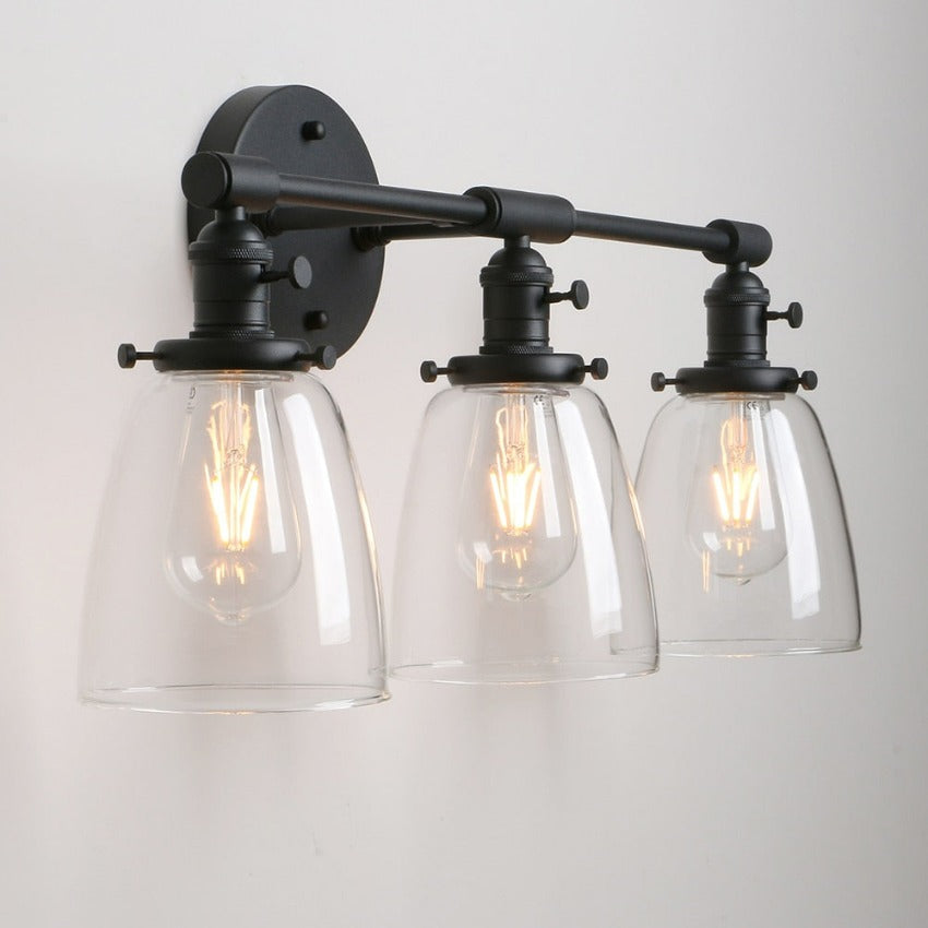 Matte Black Vintage Multi-Bulb Wall Sconce
