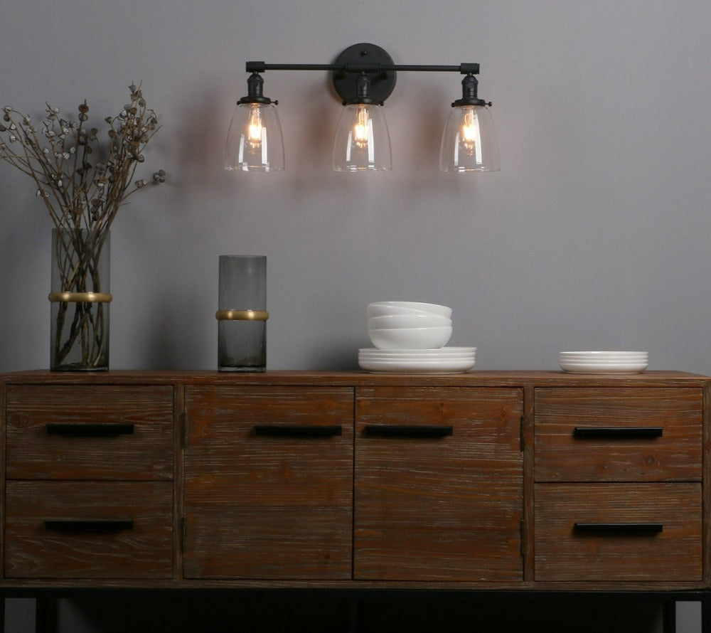 Aplique de pared vintage Wilson de tres focos