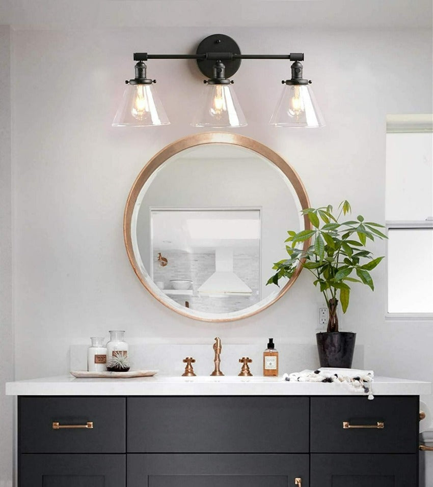 Aplique de pared vintage Franklin de tres focos
