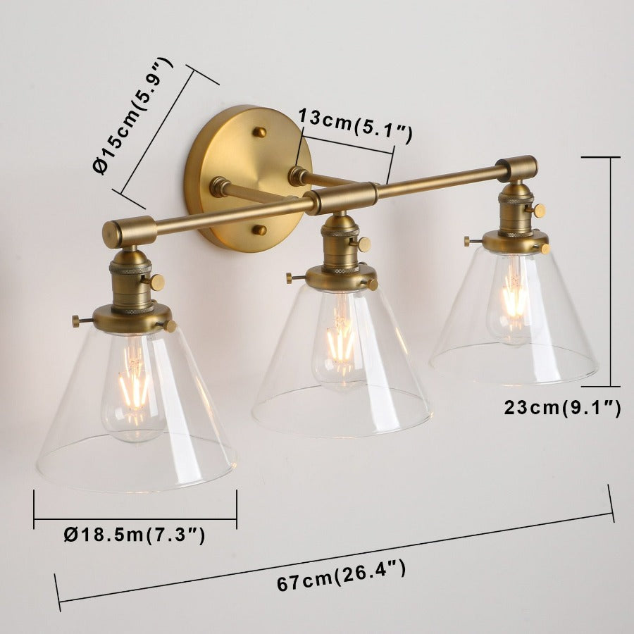 Aplique de pared vintage Franklin de tres focos