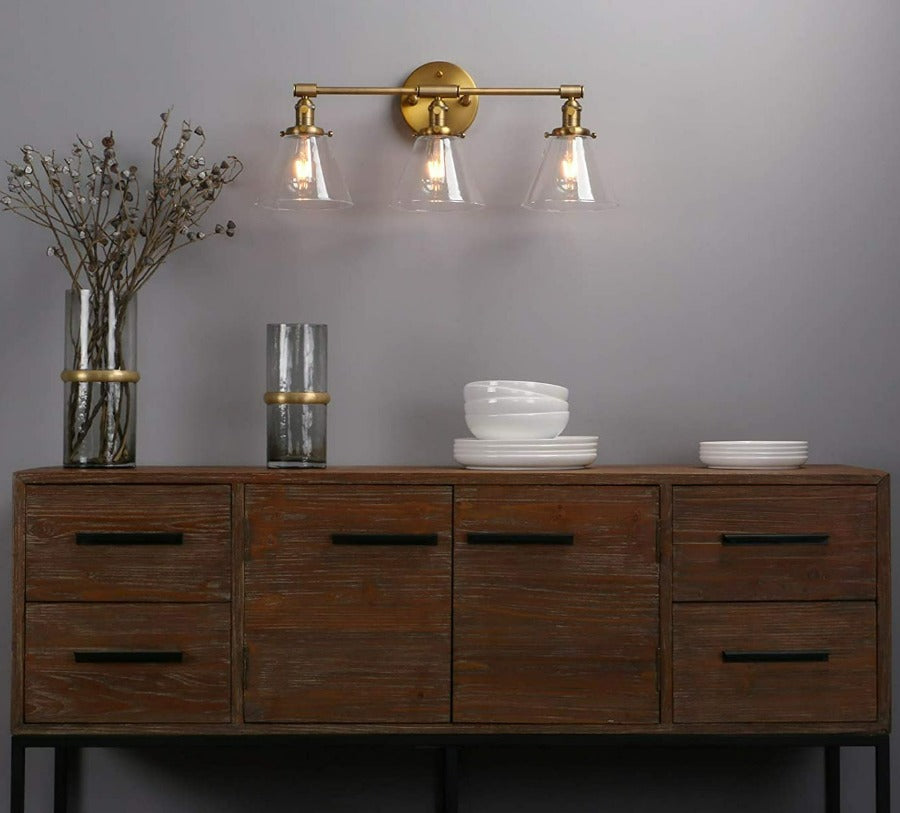 Aplique de pared vintage Franklin de tres focos