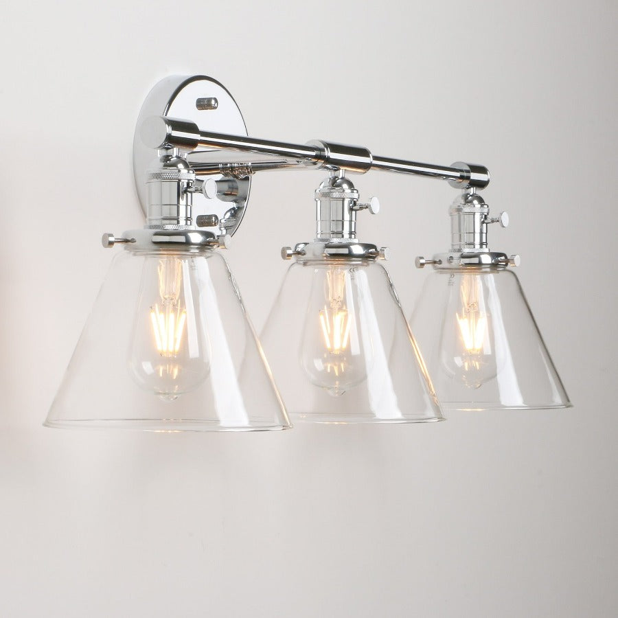 Aplique de pared vintage Franklin de tres focos