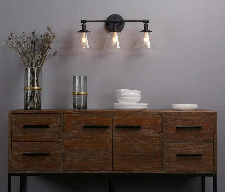 Aplique de pared vintage Franklin de tres focos