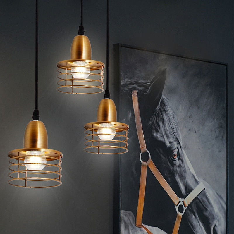 Industrial Brass Hanging Pendant Kitchen Island or Bar Lighting