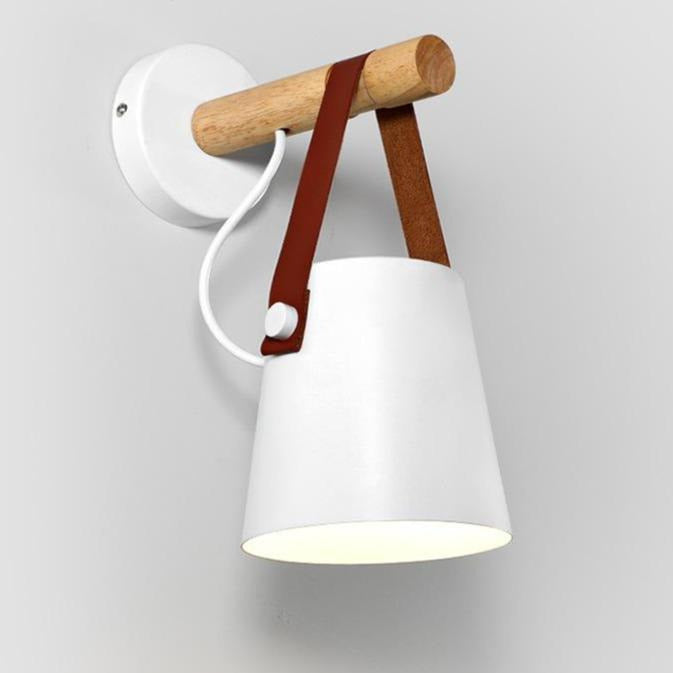 white Wooden nordic hanging wall lamp