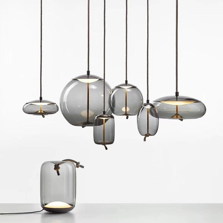 Gray glass lampshade pendant lights