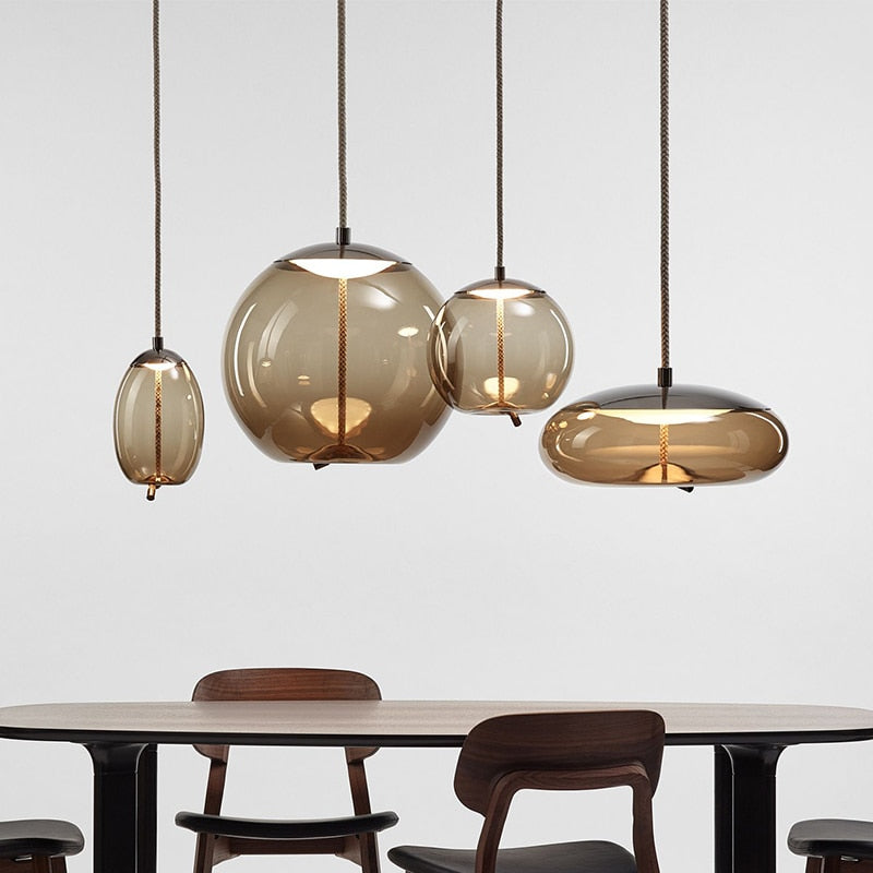 Amber glass nordic pendant lights