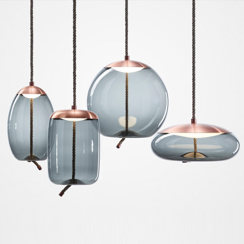Blue nordic glass pendant lights