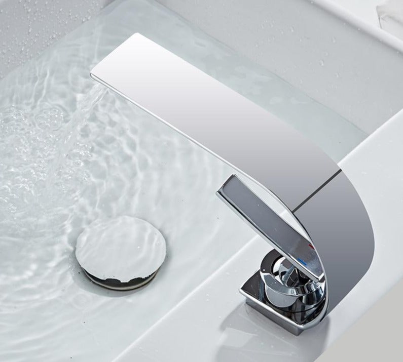 modern slim chrome bathroom faucet