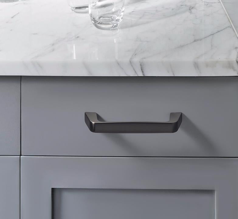 Gray cabinet and drawer handles