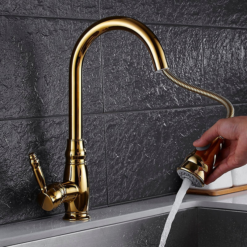 modern pull out kitchen faucet with stream
