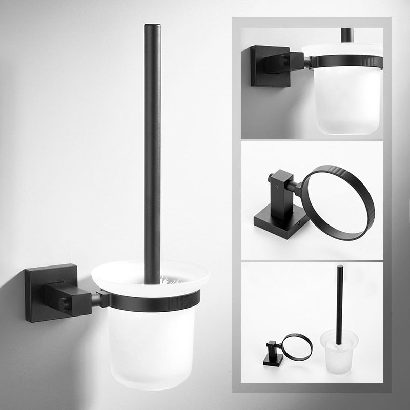 Juego de herrajes para baño de acero inoxidable negro mate