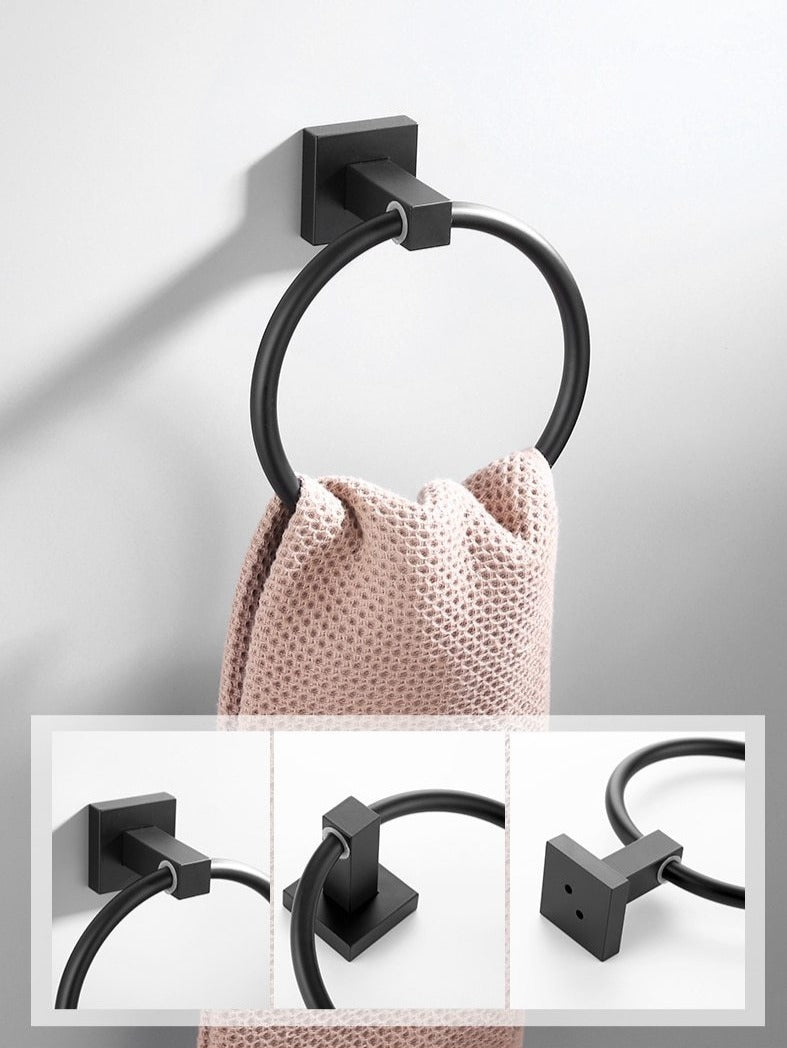 Juego de herrajes para baño de acero inoxidable negro mate