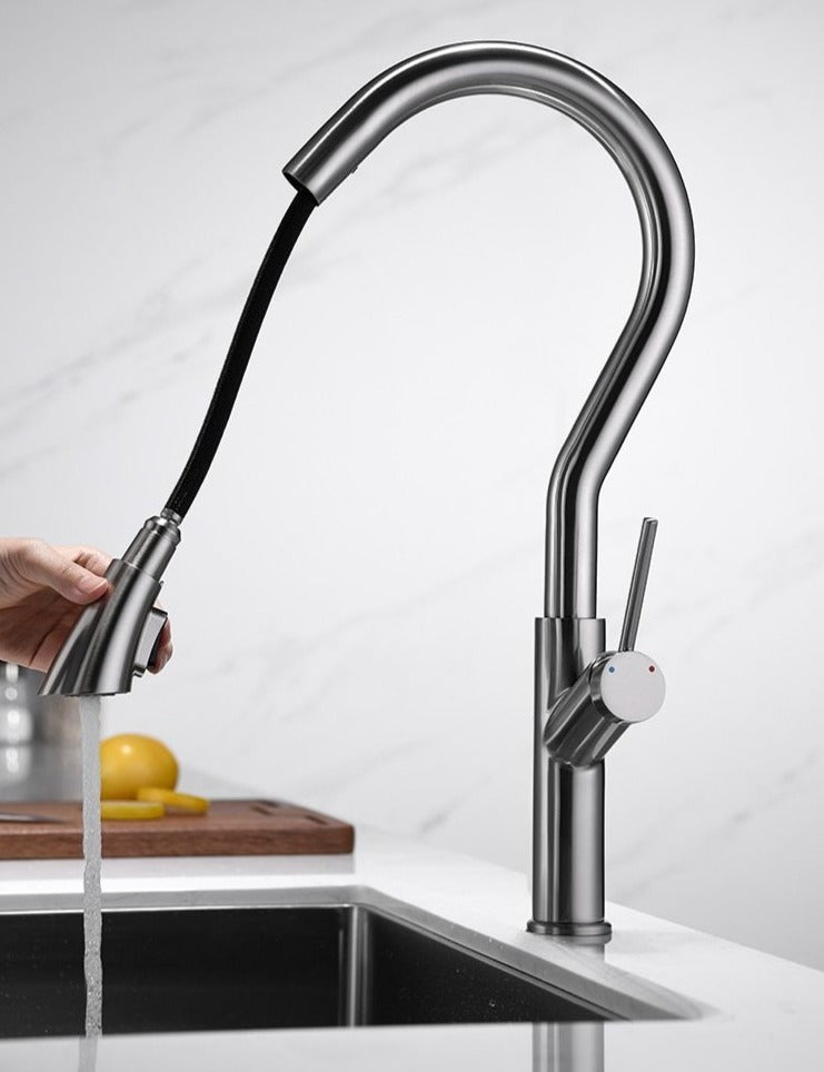 Nate - Grifo de cocina curvo retráctil moderno
