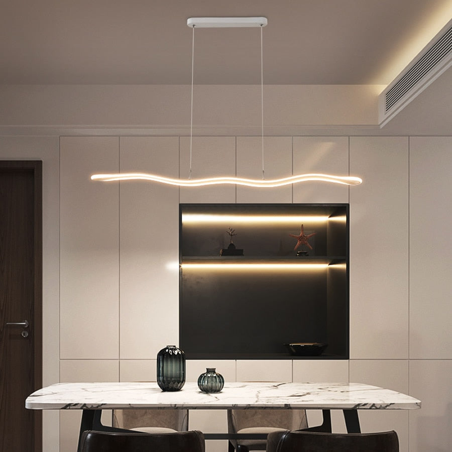 Lámpara de araña LED moderna con ondas