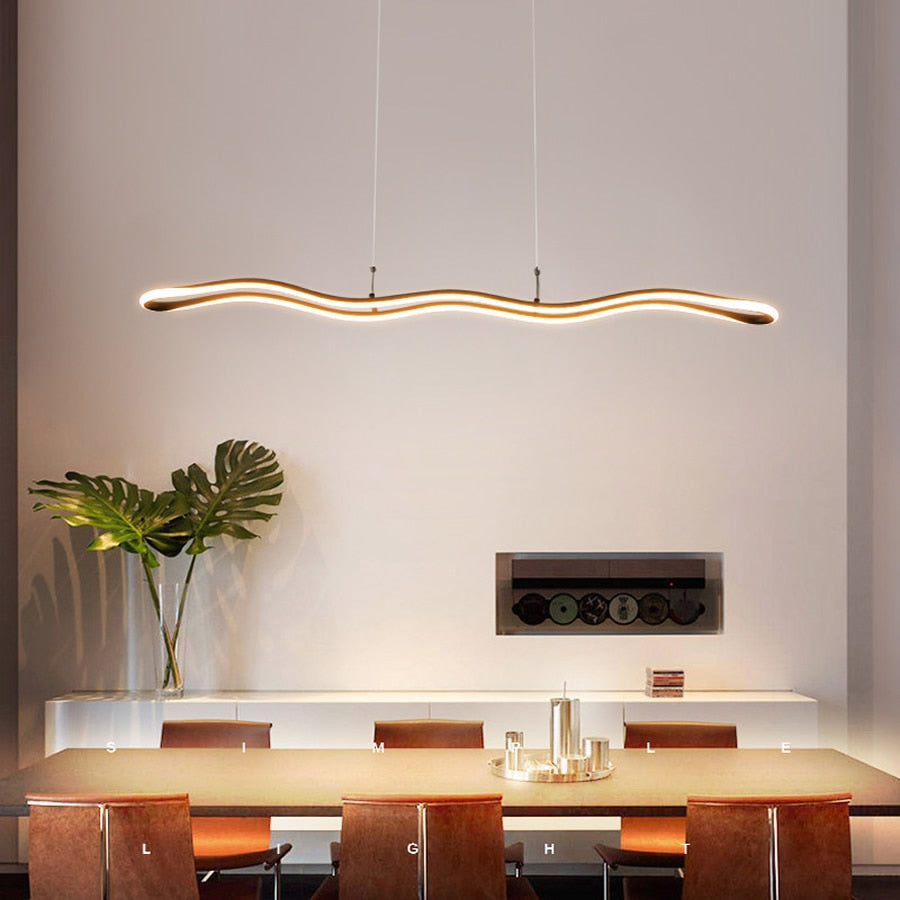 Lámpara de araña LED moderna con ondas