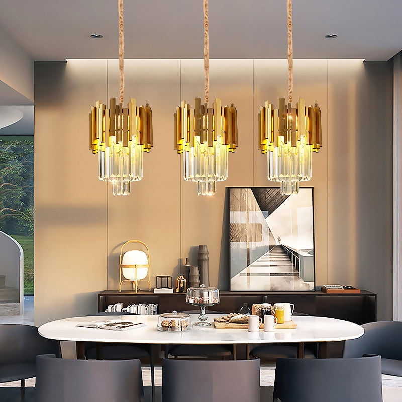 modern glass crystal pendant lights in gold