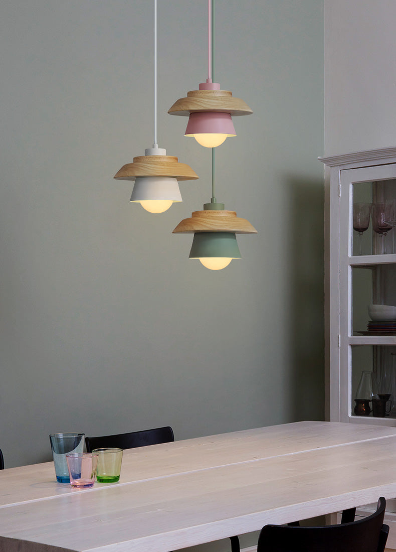 Colorful wood pendant lights