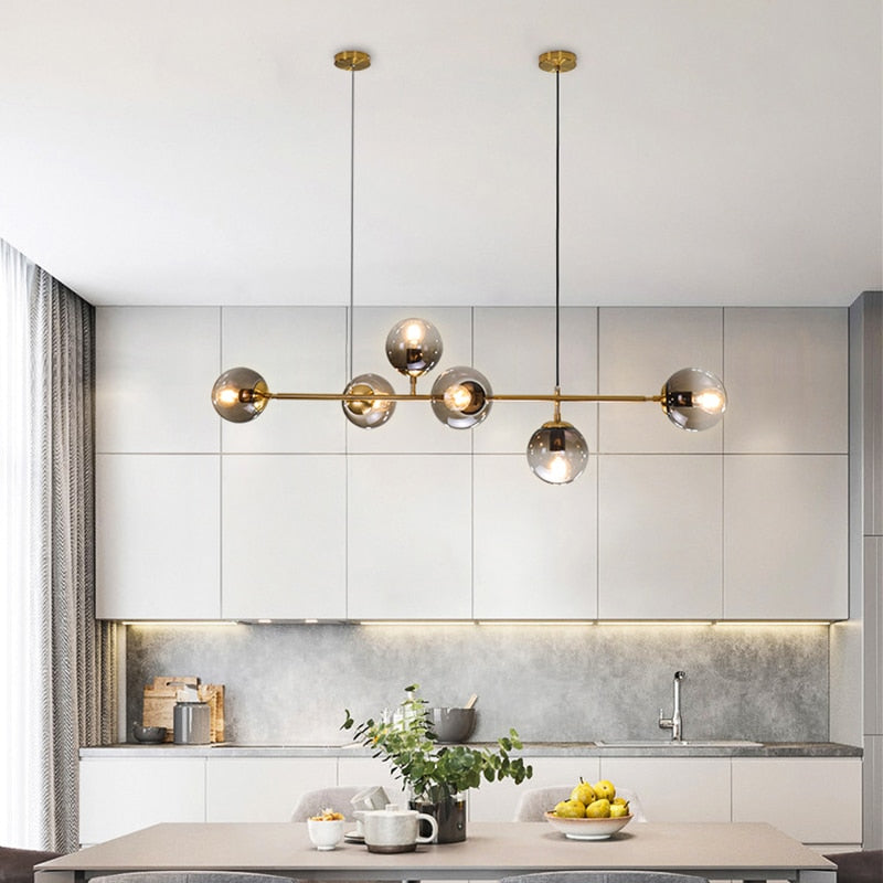 Smokey glass Modern Multi-Bulb Chandelier