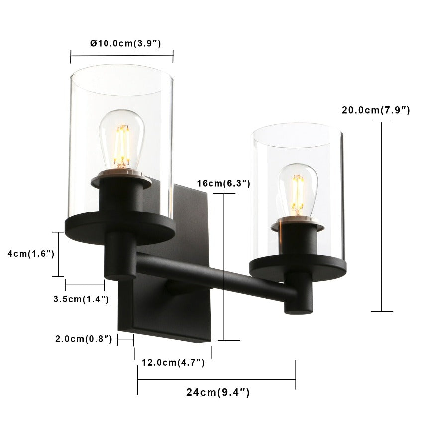 Flynn - Aplique de pared industrial vintage de dos luces
