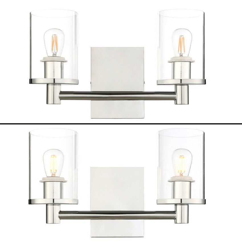 Modern Farmhouse Chrome Vintage Industrial Two-Bulb Wall Sconce