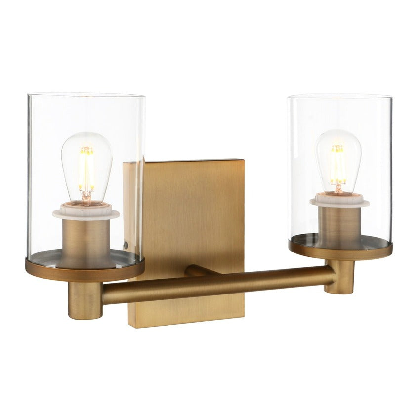 Brass Vintage Industrial Two-Bulb Wall Sconce