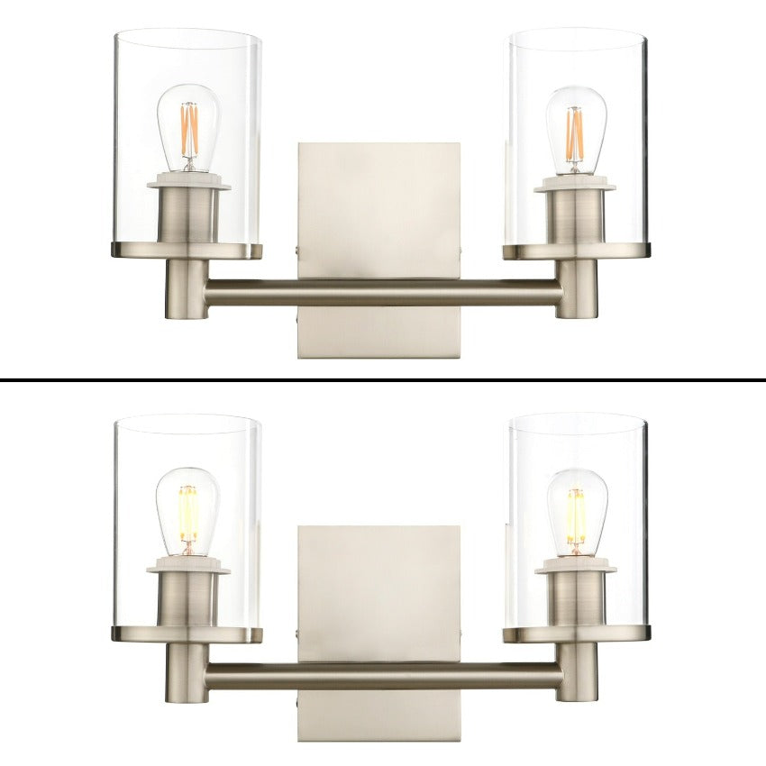 Vintage Industrial Brushed Nickel Two-Bulb Wall Sconce