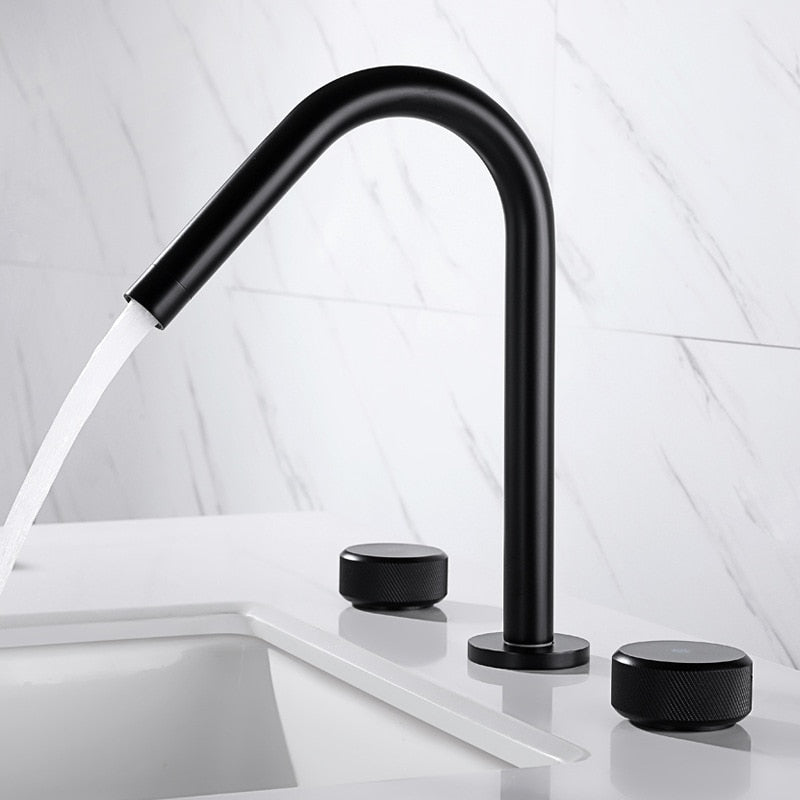 Black Modern Double Handle Basin Faucet