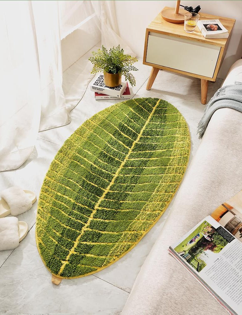 Alfombra de baño con hojas de plátano tropicales