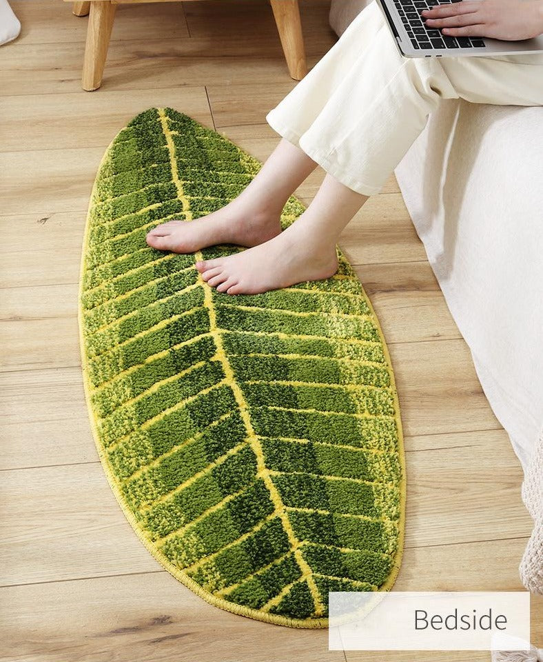 Alfombra de baño con hojas de plátano tropicales