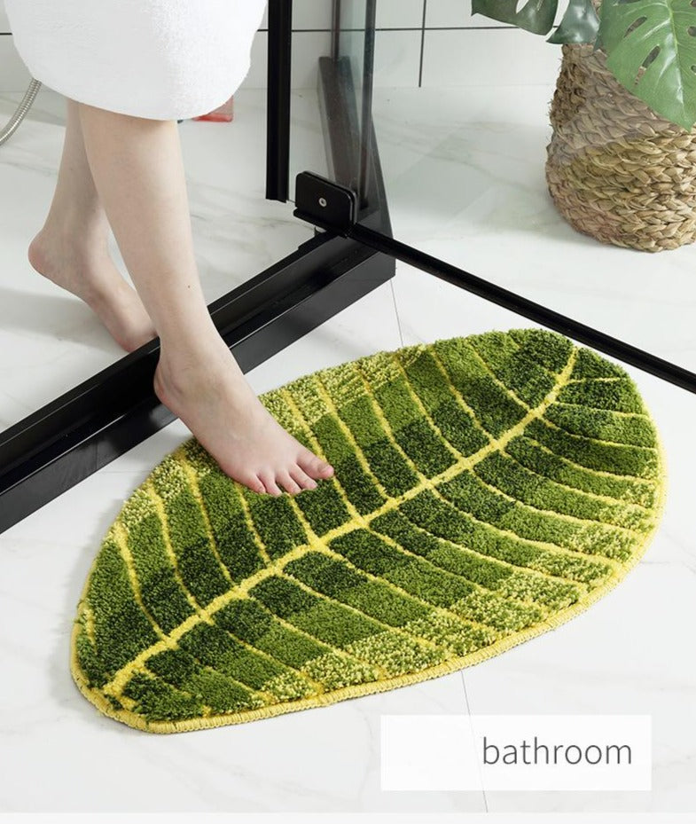 Alfombra de baño con hojas de plátano tropicales